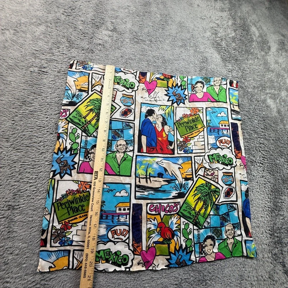Chico's Silk Scarf Womens OS Multi Color EUC Coastal Sanibel Island Comic Print